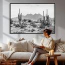Black White Arizona Desert Canvas Wall Art Cactus Farmhouse