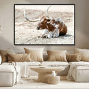 Majestic Longhorn Wall Art Canvas Print – Resting on Sunlit by MyGreatCanvas | Canvas Wall Art Prints | Photo Prints & Wall Decor
