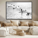 Black White Surfers Wall Art Canvas Print – Riding Gentle by MyGreatCanvas | Canvas Wall Art Prints | Photo Prints & Wall Decor