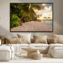 Tropical beach sunset, palm trees, white sand, ocean waves, by MyGreatCanvas | Canvas Wall Art Prints | Photo Prints & Wall Decor