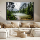Misty Lake Forest Green Trees Calm Water Reflection Mountain by MyGreatCanvas | Canvas Wall Art Prints | Photo Prints & Wall Decor