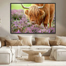 Highland Cow Wall Art Canvas Print – Framed Purple Flowers by MyGreatCanvas | Canvas Wall Art Prints | Photo Prints & Wall Decor
