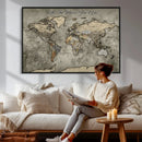 Personalized World Map Wall Art Canvas Print – Custom Push