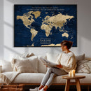 Custom Push Pin World Map Wall Art Canvas Print –