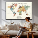 Detailed Custom World Map Print – Framed Custom Push Pin