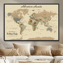 Personalized Push Pin Map with Pin Wall Art Canvas Print –
