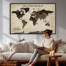 Custom Push Pin World Map Wall Art Canvas Print –