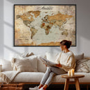 Customized Push Pin World Map Wall Art Canvas Print with
