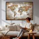 Personalized Vintage Map Wall Art Canvas Print – Custom Push