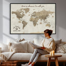 Push Pin World Map Canvas Print – Travel Tracker Wall Art