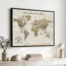 Push Pin World Map Canvas Print – Travel Tracker Wall Art