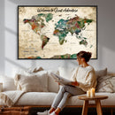 Grunge Personalized World Map Wall Art Canvas Print – Custom