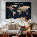Custom Push Pin World Map Canvas Print – Custom Framed