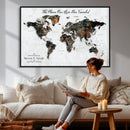 Personalized Push Pin World Map Canvas Print – Custom