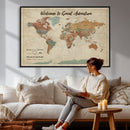 Personalized Push Pin World Map Canvas – Custom Framed