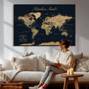 Personalized World Map Wall Art Print – Custom Push Pin