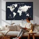 Custom World Map Wall Art Canvas Print – Personalized Push by MyGreatCanvas | Canvas Wall Art Prints | Photo Prints & Wall Decor