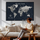 Personalized World Map Canvas – Custom Framed Push Pin