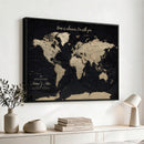 Framed Custom World Map Canvas Print – Custom Push Pin