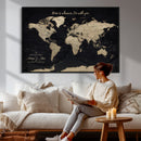 Framed Custom World Map Canvas Print – Custom Push Pin