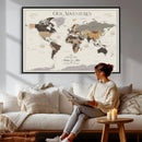 Personalized Travel Tracker Map with Pins Framed Large for by MyGreatCanvas | Canvas Wall Art Prints | Photo Prints & Wall Decor