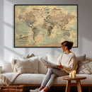 Personalized World Map Canvas – Custom Framed Push Pin