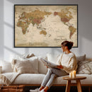 Personalized World Map Canvas Print – Framed Push Pin Travel