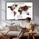 Personalized Vintage World Map Canvas – Custom Framed Push