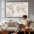 Personalized World Map Canvas Print – Custom Push Pin Travel