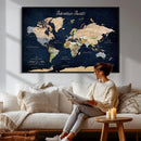 Personalized Antique World Map Canvas Print – Custom Push