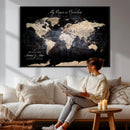 Personalize World Map Push Pin Wall Canvas Print –