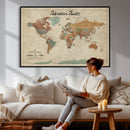 Push Pin Customize World Map Wall Canvas Print –