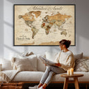 Custom Push Pin World Map Wall Canvas Print
