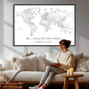Framed World Map Canvas – Custom Push Pin Travel Tracker – by MyGreatCanvas | Canvas Wall Art Prints | Photo Prints & Wall Decor