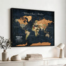 Personalized World Map Canvas – Custom Framed Push Pin