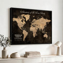 Personalized Push Pin World Map Canvas Print – Custom Framed