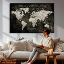 Personalized Push Pin World Map Canvas – Custom Framed