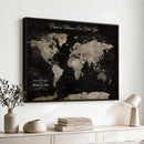 Personalized Push Pin World Map Canvas – Custom Framed