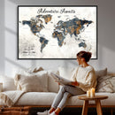 Custom Push Pin World Map Wall Art Canvas Print –