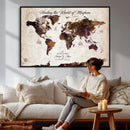 Personalized Push Pin World Map Canvas – Custom Framed by MyGreatCanvas | Canvas Wall Art Prints | Photo Prints & Wall Decor