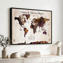 Personalized Push Pin World Map Canvas – Custom Framed