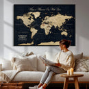 Personalized Push Pin World Map Canvas – Custom Framed