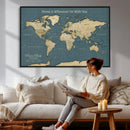 Personalized Push Pin World Map Canvas – Custom Framed