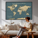 Personalized Push Pin World Map Canvas – Custom Framed