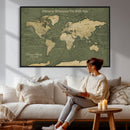 Personalized Push Pin World Map Canvas – Custom Framed