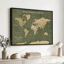 Personalized Push Pin World Map Canvas – Custom Framed