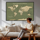 Personalized Push Pin World Map Canvas – Custom Framed