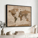 Personalized Push Pin World Map Canvas – Custom Framed