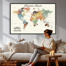 Custom Push Pin World Map Wall Art Canvas Print –