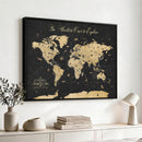 Custom Push Pin World Map Wall Art Canvas Print – Personalized Travel Tracker with Pins Framed Large for Home and Office Decor